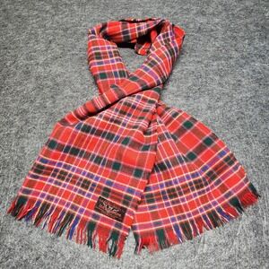 Vintage Lochcarron Tartan Shops Red Green Plaid New Wool Scotland Scarf
